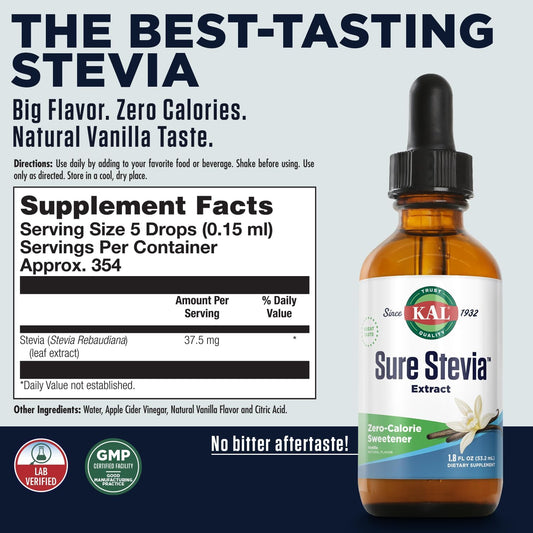 Kal Pure Stevia Extract, Vanilla, 1.8 Fluid Ounce