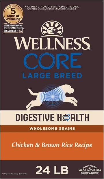 Wellness Core Digestive Health Large Breed Chicken & Brown Rice Dry Dog Food, 24 Pound Bag