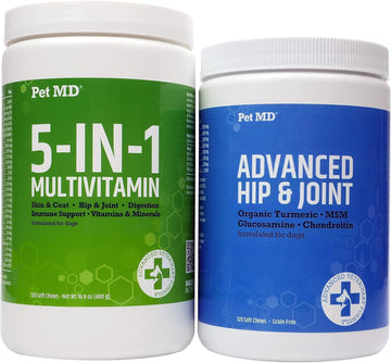 Pet Md 5In1 Multivitamin & Advanced Hip & Joint Soft Chew Bundle