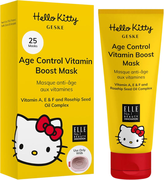 GESKE Age Control Vitamin Boost Mask | Use with Hello Kitty Sonic Warm & Cool Mask | Face Mask with Vitamin A, E & F and Rosehip Seed Oil Complex | Enriching Formula | For Normal Skin | Vegan : Amazon.co.uk: Beauty