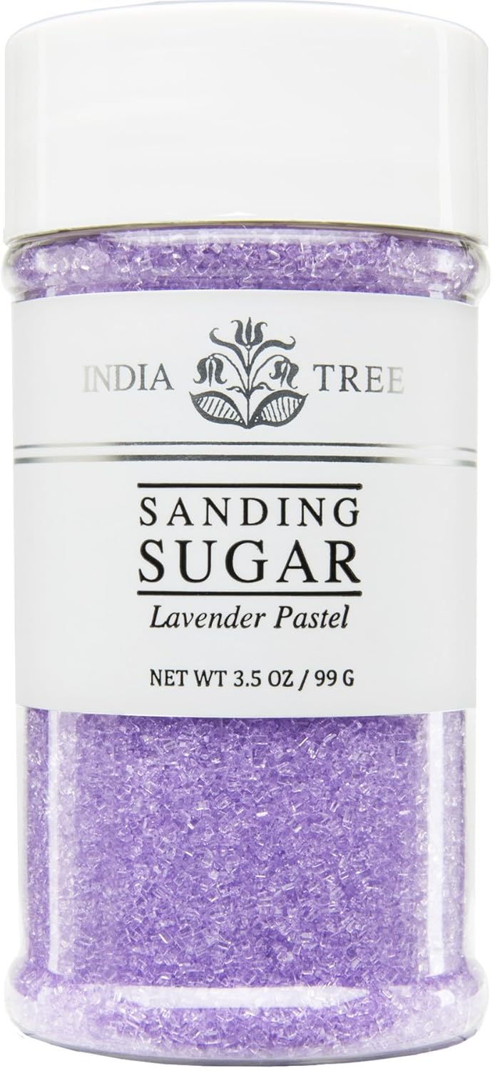 India Tree, Lavender Pastel Sanding Sugar, Small Jar Shimmery Sprinkles For Baking & Decorating 3.5 Oz Jar (Pack Of 3)