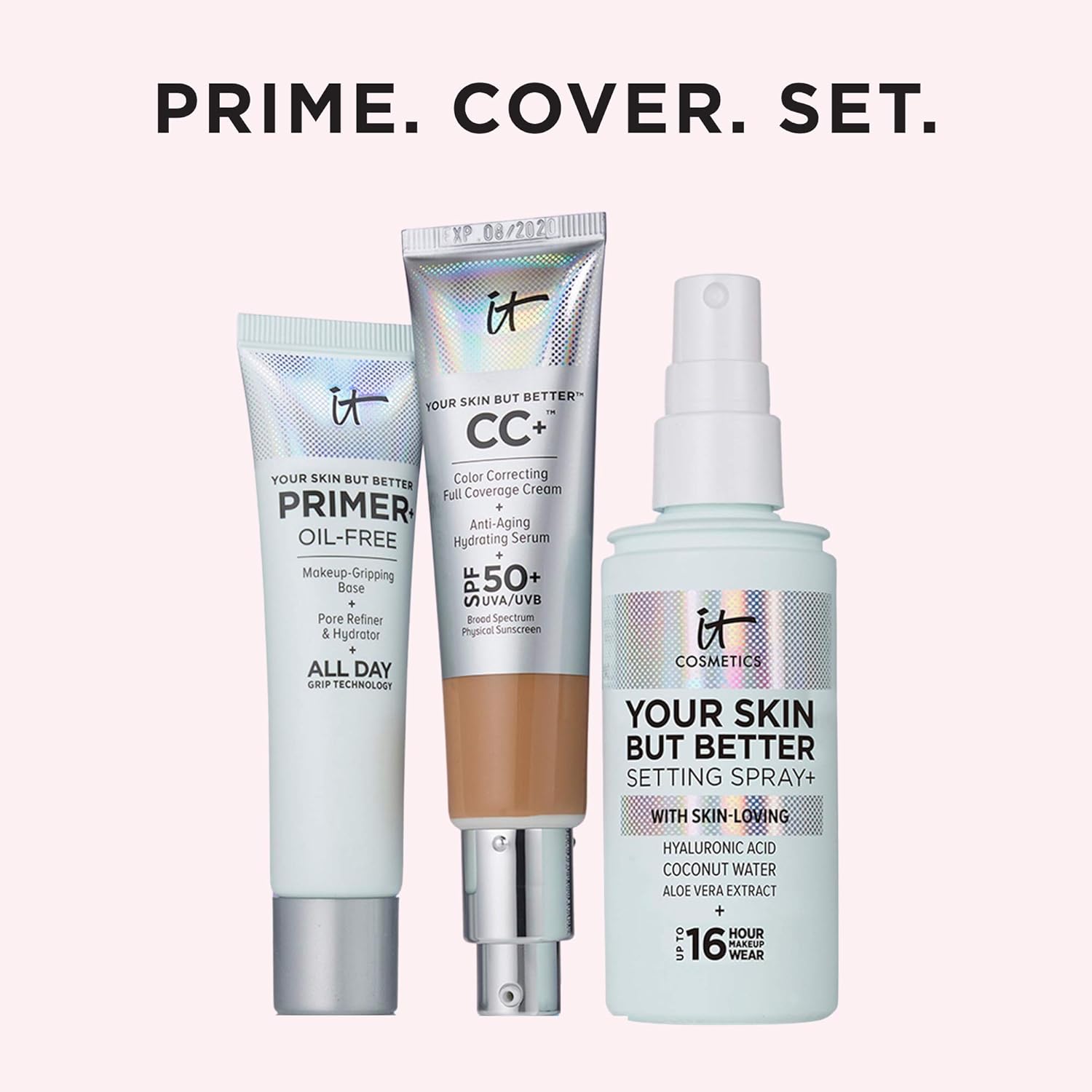 IT Cosmetics Your Skin But Better Makeup Primer+ - Extends Makeup Wear, Hydrates Skin, Refines the Look of Pores - With Glycerin, Bark Extract & Ginger Root Extract - Oil-Free Formula - 1 fl oz : Beauty & Personal Care