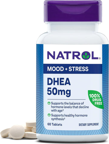 Natrol Dhea Tablets Promotes Balanced Hormone Levels Supports A Healthy Mood Supports Overall Health Helps Promote Healthy Aging Hplc Verified 50Mg, 60 Count