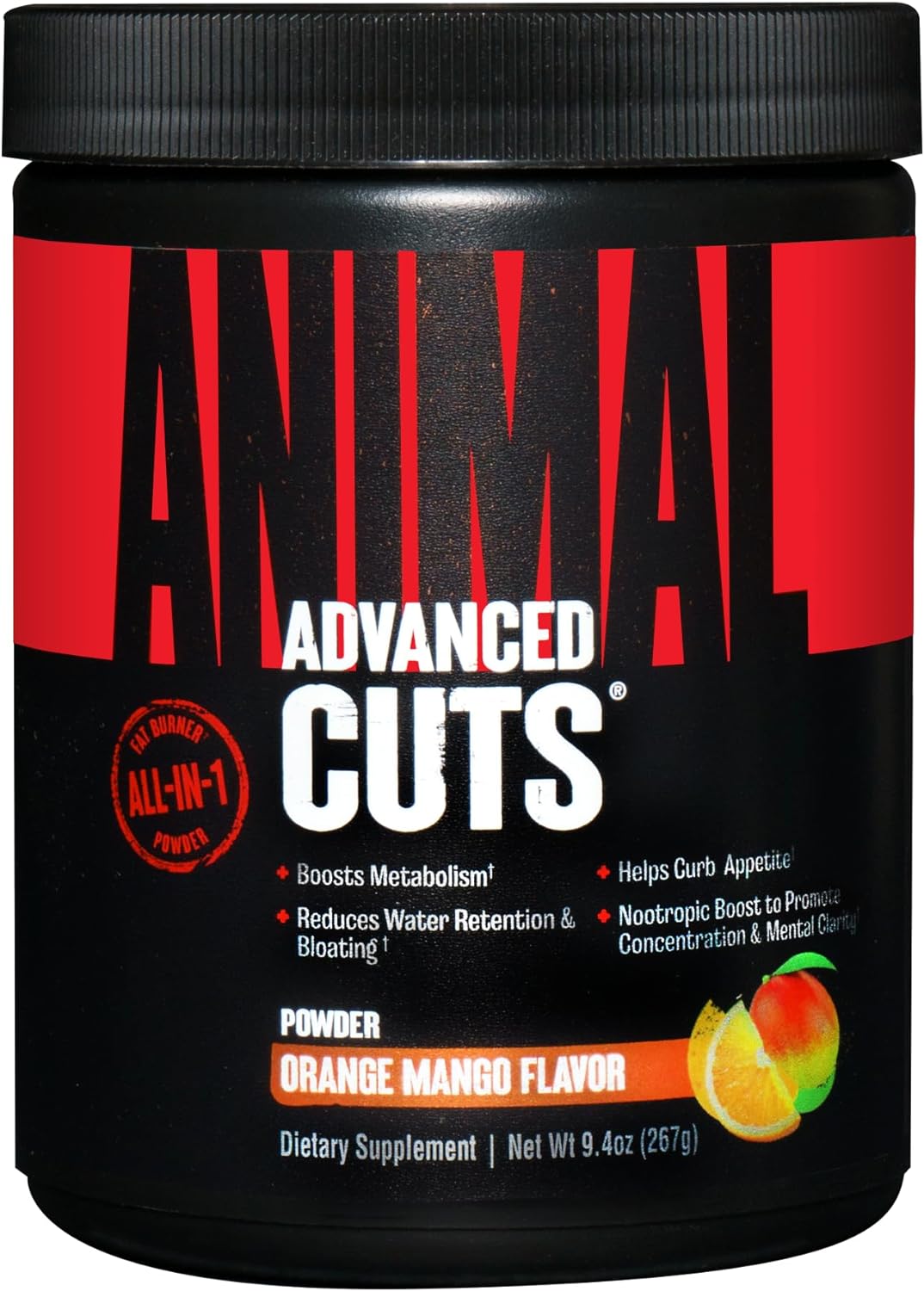 Animal Advanced Cuts Powder ? Weight Management Supplement ? Fat Burner, Metabolic Enhancer with Nootropics, Carnitine, Tyrosine, Diuretic ? Orange Mango Flavor, 42 Count