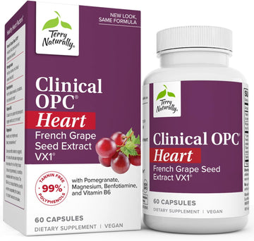 Terry Naturally Clinical Opc Heart - 60 Capsules - French Grape Seed Complex - Non-Gmo, Vegan, Gluten Free - 20 Servings