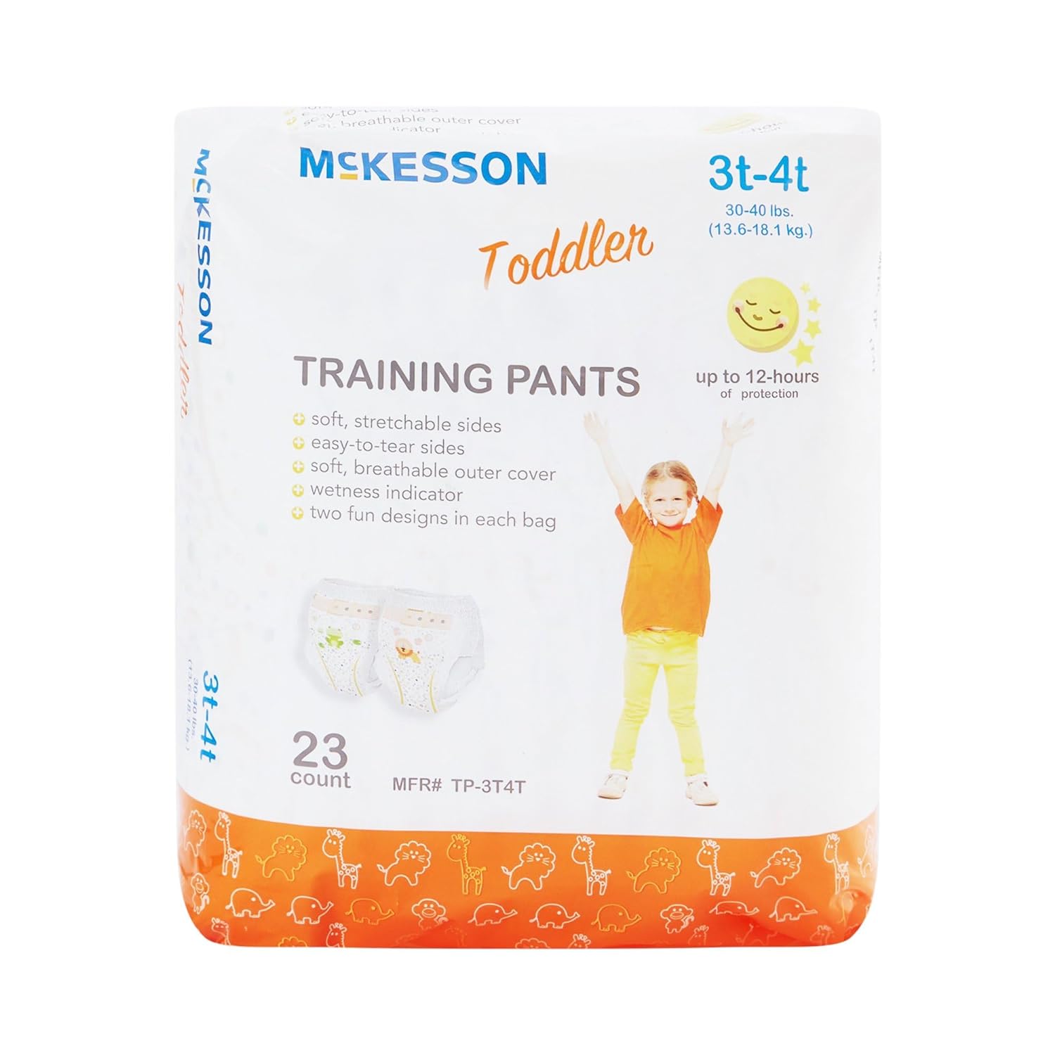 McKesson Toddler Training Pants, 3T to 4T - Disposable, Pull-On with Tear-Away Seams - 30 to 40 lbs, 23 Count, 4 Packs, 92 Total : Baby