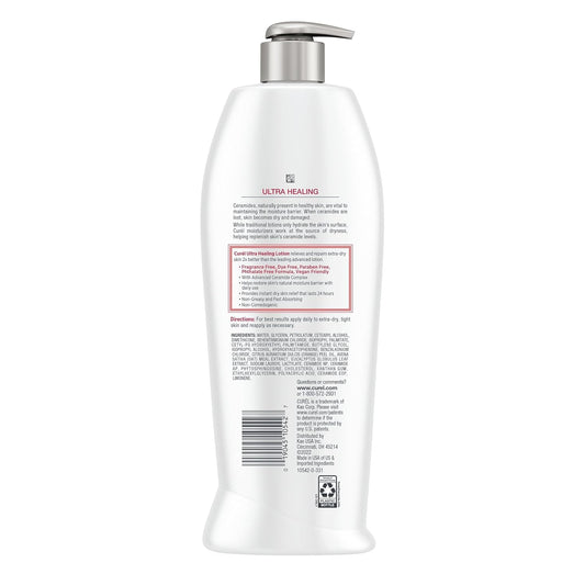 Curel Ultra Healing Lotion, Hand And Body Moisturizer For Extra Dry Skin, With Advanced Ceramide Complex And Hydrating Agents, For Tight Skin, 20 Ounces