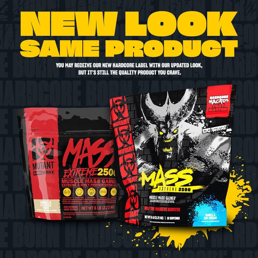 Mutant Mass Weight Gainer Protein Powder With Whey, And Casein Protein Blend For High-Calorie Workout Shakes, Smoothies, And Drinks, 15 Lb - Strawberry Banana