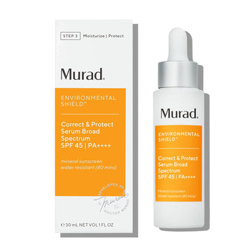 Murad Correct & Protect Broad Spectrum Spf 45 - Environmental Shield 100% Mineral Sunscreen Serum - Blue Light Defense - Brightens And Reduces Discoloration, 1.0 Fl Oz