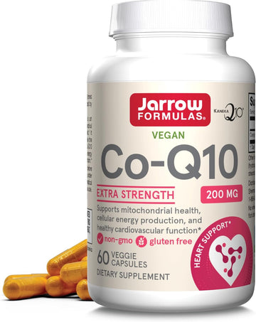 Jarrow Formulas Co-Q10, 200 Mg, Antioxidant Support For Mitochondrial Health, Cellular Energy Production And Healthy Cardiovascular Function, 60 Veggie Capsules, 60 Day Supply