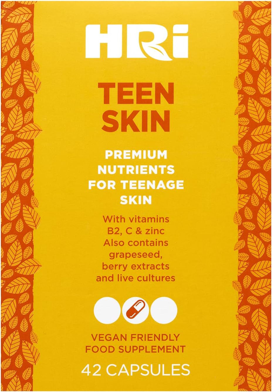 Hri Teen Skin Kids Vitamins - Multivitamin For Kids 12-18 Years - To Aid Health And Well Being Of Teens. Healthy Immune System, Gut, Skin Care For Teenage Girls And Boys. 42 Vegan Capsules