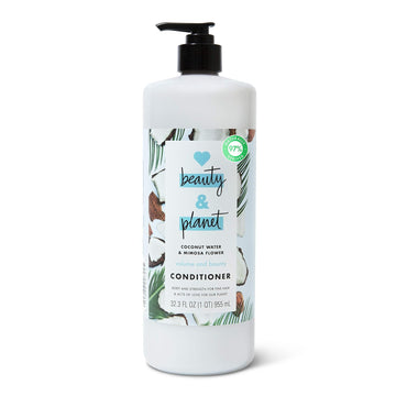 Love Beauty And Planet Volume And Bounty Thickening Conditioner Coconut Water And Mimosa Flower Hair Thickener Products For Fine Hair Silicone-Free, Vegan, 32.3 Oz