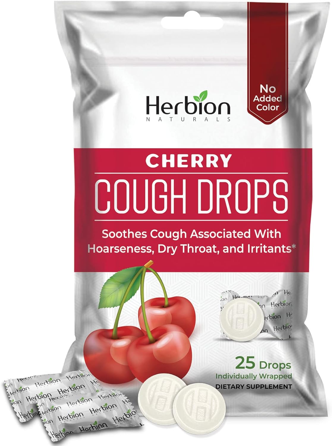 Herbion Naturals Cough Drops Cherry Flavor 25 Count Bag