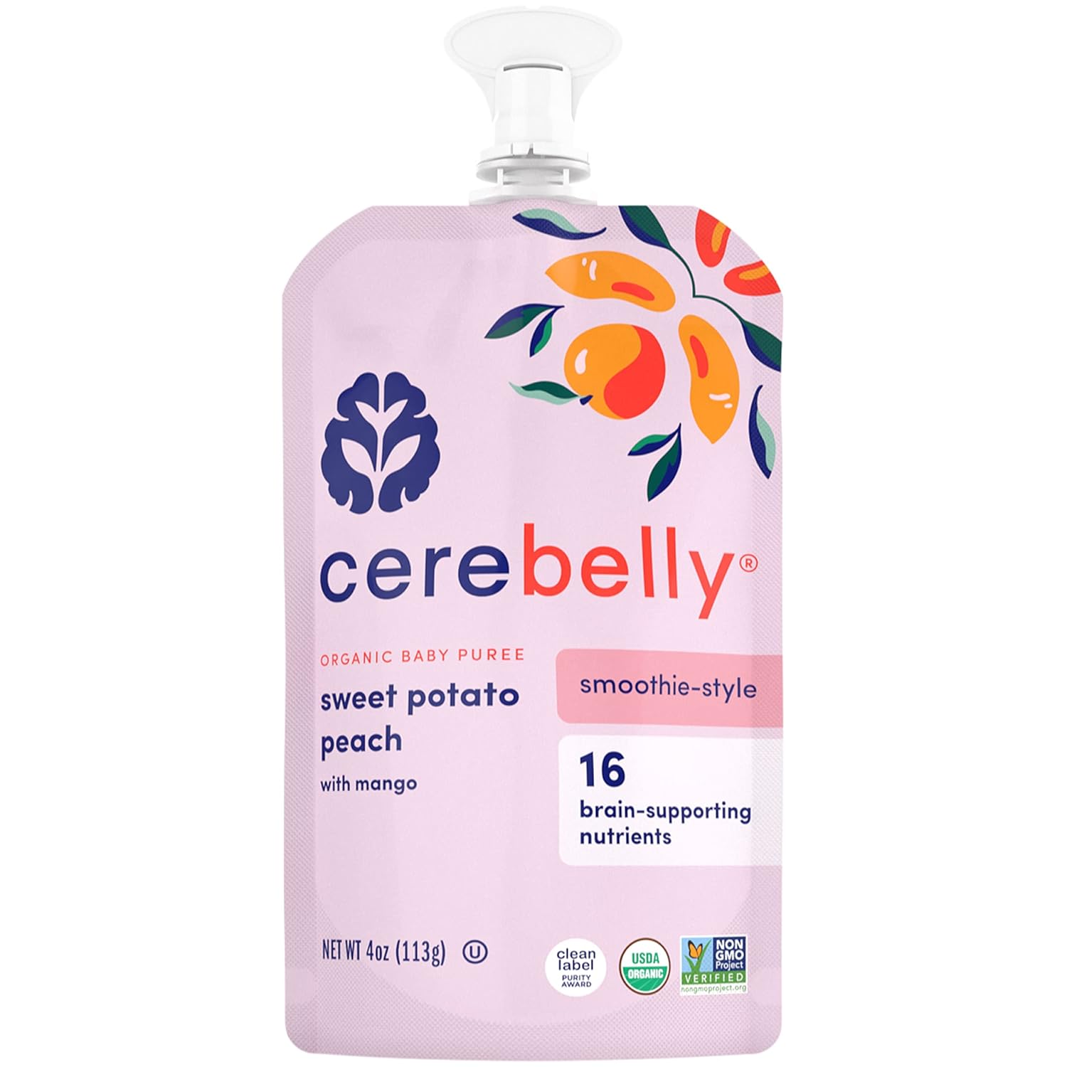 CEREBELLY Organic Peppa Pig Sweet Potato Peach Pouch, 4 OZ