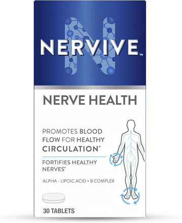 Nervive Nerve Health, With Alpha Lipoic Acid, To Fortify Nerve Health And Function In Fingers, Hands, Toes, & Feet*, Ala, Vitamins B12, B6, & B1, 30 Tablets (Packaging May Vary)