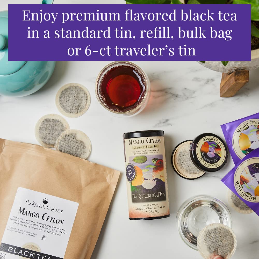 The Republic Of Tea – Citizens’ Favorite Black Teas - Ginger Peach And Mango Ceylon Black Tea Bundle – 50 Count Tea Bags Each