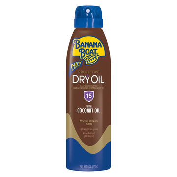 Banana Boat Protective Tanning Dry Oil Clear Spray Sunscreen SPF 15, 6oz | Tanning Sunscreen Spray, Banana Boat Dry Oil SPF 15, SPF Tanning Oil, Dry Tanning Oil Spray, Oxybenzone Free Sunscreen, 6oz
