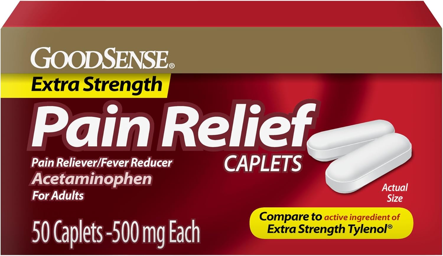 Goodsense Extra Strength Pain Relief, Acetaminophen Caplets, 500 Mg, 50 Count