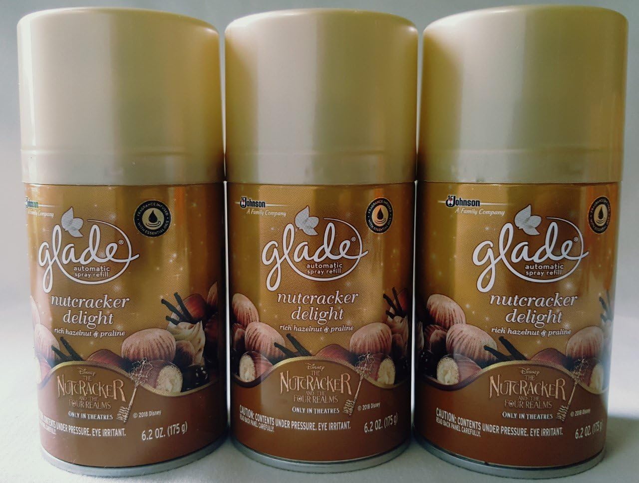 Glade 3 Disney Nutcracker Delight Automatic Spray Refills Hazelnut Oil & Praline