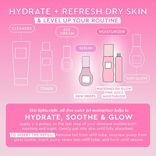 Glow Recipe Niacinamide Dew Drops Facial Serum & Makeup Primer (40 Ml) + Watermelon Glow Pink Juice Hydrating Face Moisturizer (50 Ml) + Refillable Pink Juice Hydrating Face Moisturizer (50 Ml)