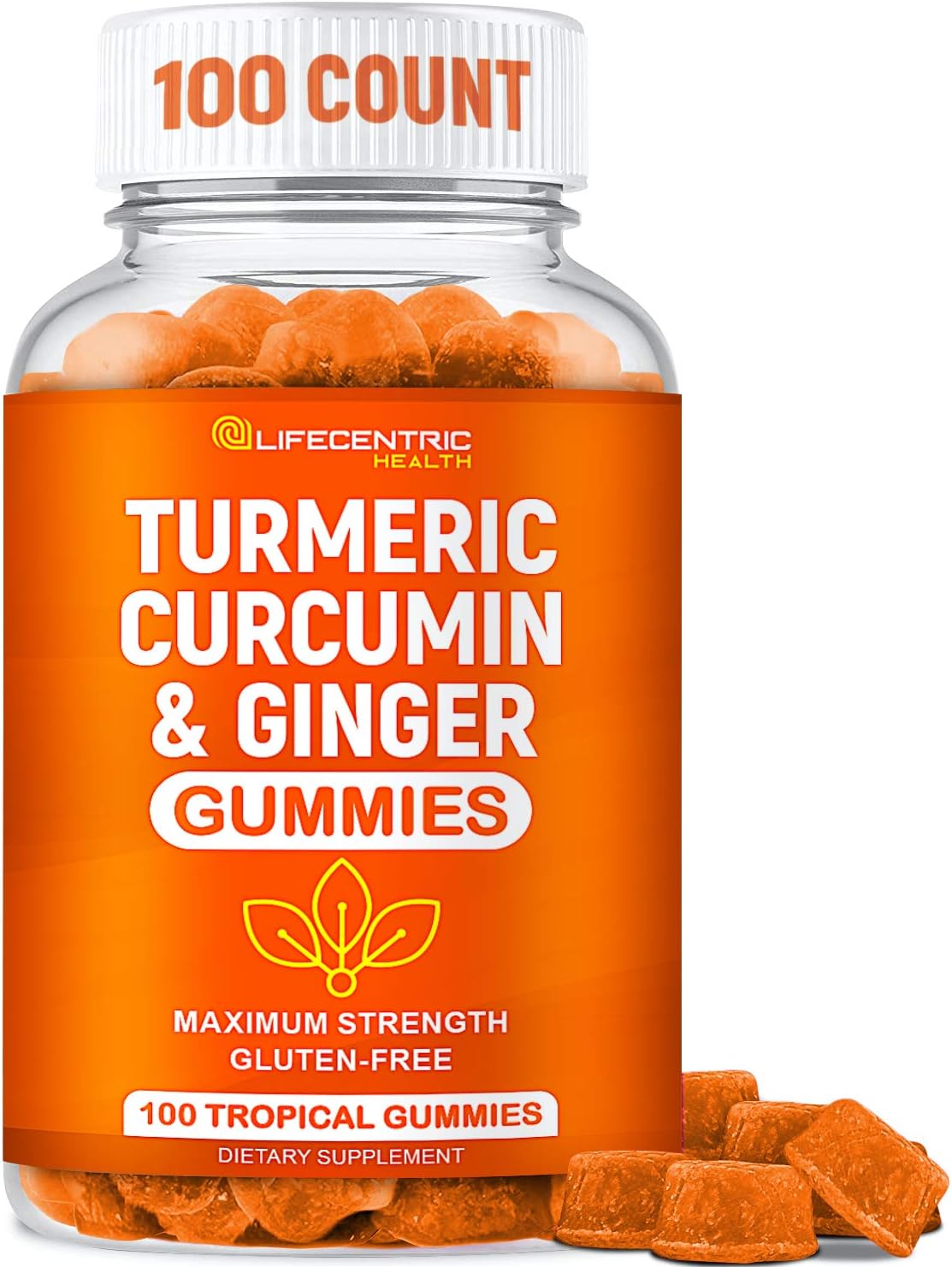 Turmeric Gummies for Adults and Kids | Max Strength Turmeric and Ginger Supplement | Vegan Organic Natural Turmeric Curcumin Gummies for Overall Health | Best Turmeric Supplement with Ginger