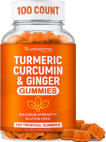 Turmeric Gummies for Adults and Kids | Max Strength Turmeric and Ginger Supplement | Vegan Organic Natural Turmeric Curcumin Gummies for Overall Health | Best Turmeric Supplement with Ginger
