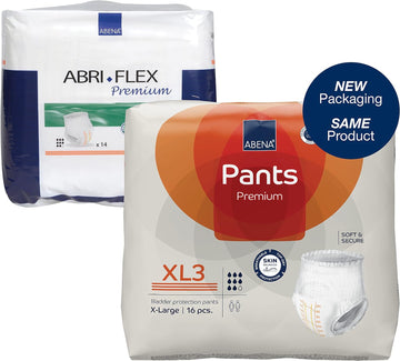 Abena Pants Premium Pull-Up Incontinence Pants, Eco-Labelled Incontinence Pants for Men & Women, Discreet, Protective, Breathable, Comfortable - XL 3, 130-170cm Waist, 2600ml Absorbency, 16PK