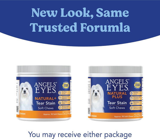 ANGELS' EYES Natural Tear Stain Prevention Soft Chews for Dogs | Chicken Flavor| For All Breeds | No Wheat No Corn | Daily Supplement | Proprietary Formula, 90 Count