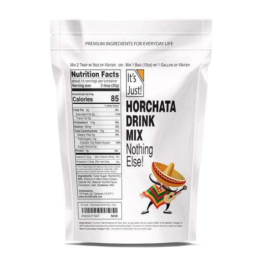 It'S Just - Horchata Drink Mix, Just Add Water, Makes 1 Gallon, Traditional Mexican Flavor, Gluten-Free, Non-Gmo, Made In Usa, 10Oz