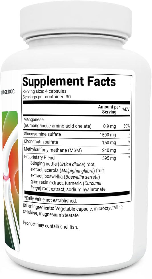 Dr. Berg Glucosamine Chondroitin Msm Turmeric & Boswellia - Advanced Joint Support Supplement With 1500 Mg Glucosamine Sulfate - Includes 120 Capsules