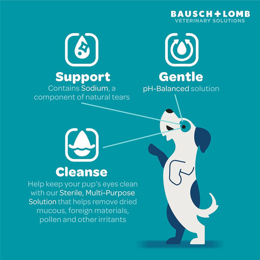 Project Watson Bausch + Lomb Eye Wash for Dogs, Help Remove Tear Stains & Support Eye Health, Gentle pH Balanced Formula to Help Reduce Risk of Infection, Fragrance Free, 4 Fl Oz