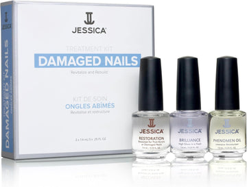 Jessica Nail Strengthener And Repair Treatment For Dry Nails, 3 Step Nailcare Kit With Cuticle Oil, Rejuvenation Base, And Brilliance Top Coat, Clear, Fast Drying