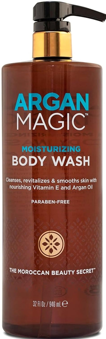 Argan Magic Cleansing Body Wash - Gently Cleanses, Revitalizes & Smooths Skin | Enriched With Argan Oil, Sweet Almond Oil & Vitamin E | Made In Usa | Paraben Free | Cruelty Free (32 Oz / 946 Ml)