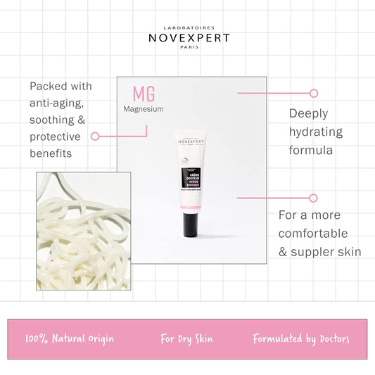 Velvety Hydro-Biotic Cream - Nourishes, Hydrates And Protects With Hyaluronic Acid And Magnesium - Moisturizes And Soothes Very Sensitive Skin - Hypoallergenic - Vegan - Dry Skin - 1 Oz