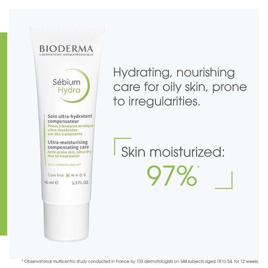 Bioderma - Sébium - Hydra Skincare - Moisturizes, Protects and Rebuilds Skin Barrier - Face Lotion for Oily Skin, 0.01 Pound