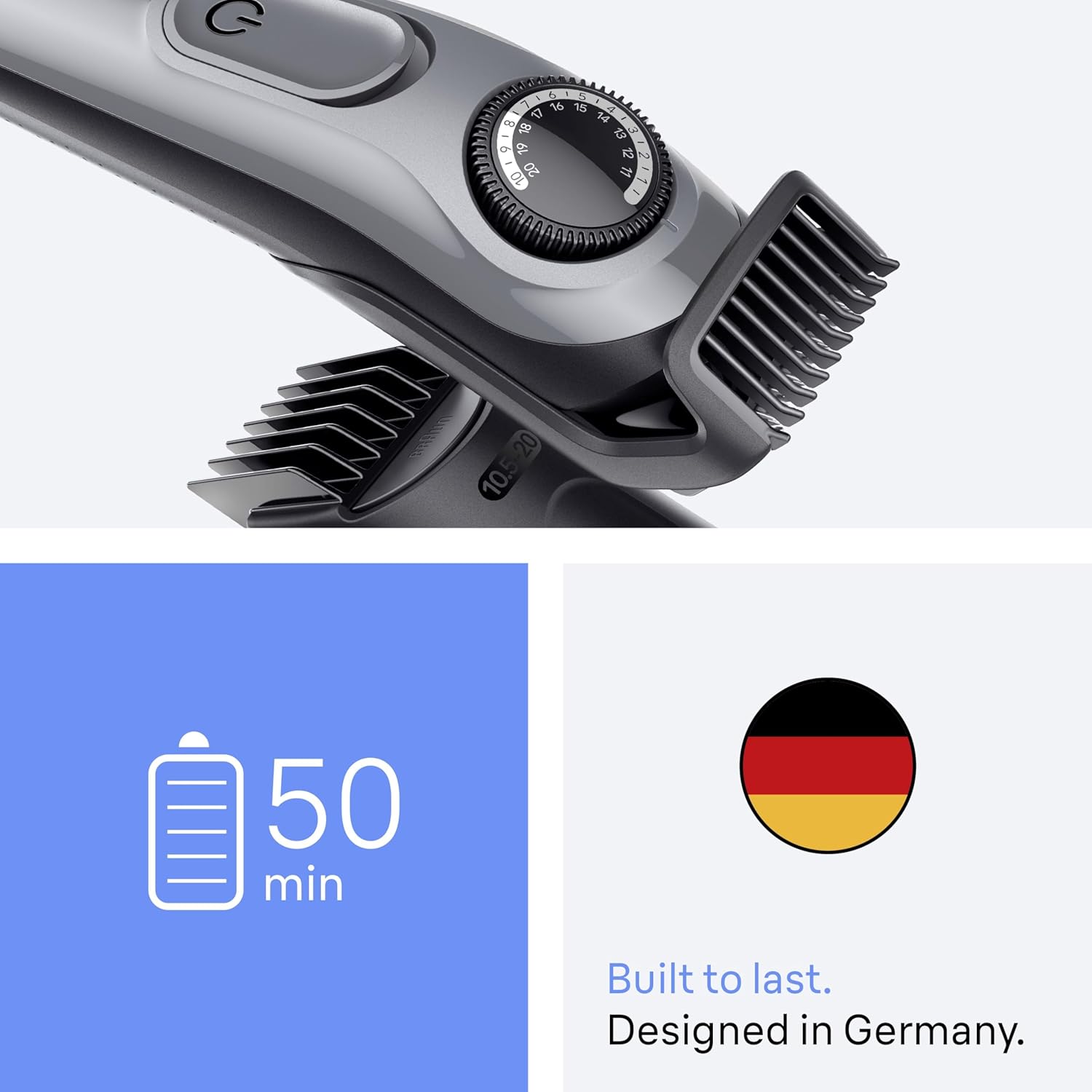 Braun Beard Trimmer Series 3, +6 Styling Tools, Ultra Sharp Blade, 50 Min Runtime, 40 Lengths, BT3565, Black/Blue : Amazon.co.uk: Health & Personal Care