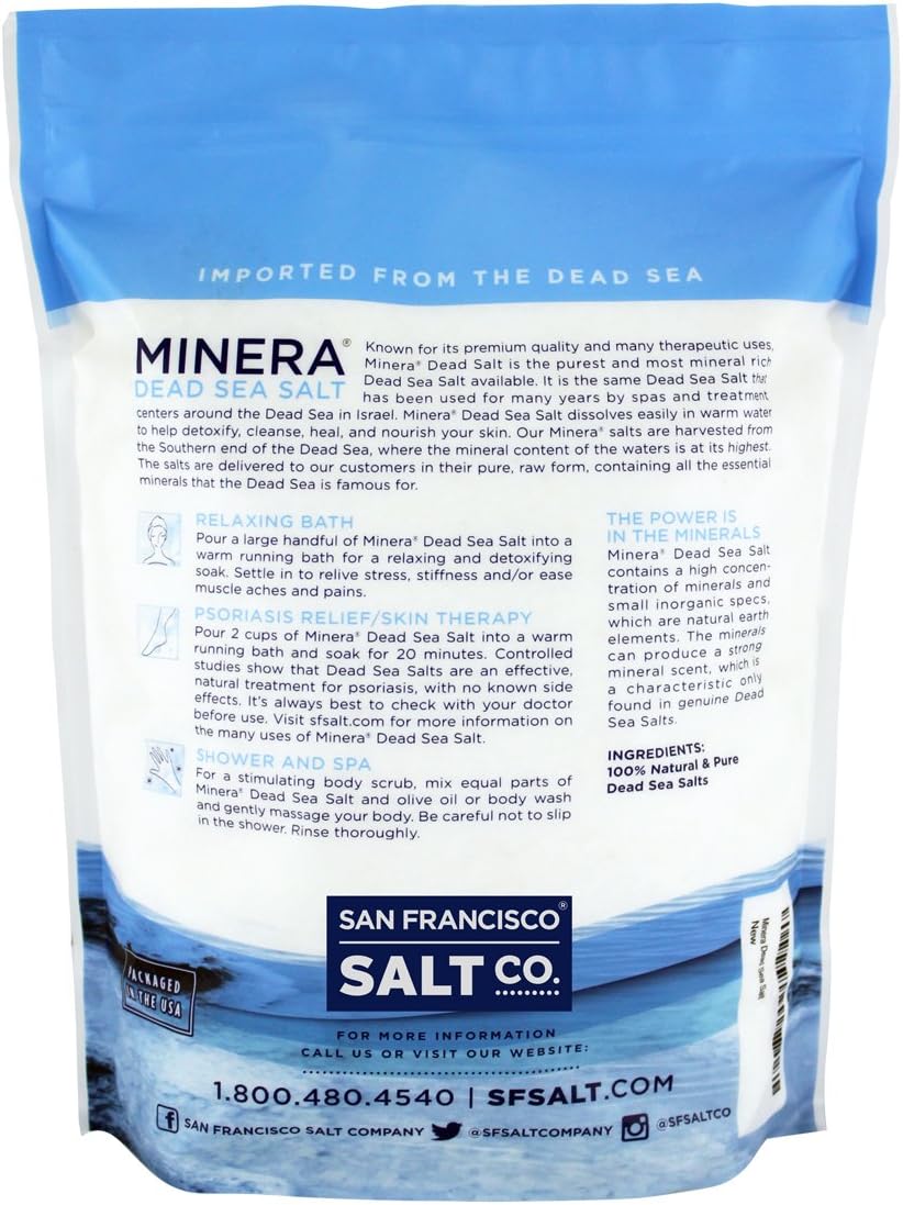 Minera Dead Sea Salt, 100% Pure & Natural, 19 lbs. Fine Grain (0-1.7 mm) Bulk Bag, Easily Dissolving Dead Sea Salts for Soaking & Bathing, Skin Nourishing Fine Sea Salt, Unscented : Beauty & Personal Care