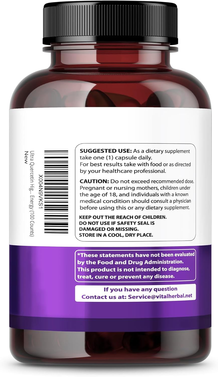Quercetin 700Mg With Zinc, Vitamin C & Bromelain – Immune & Antioxidant Support Supplement – 60 Capsules – Vital Herbal