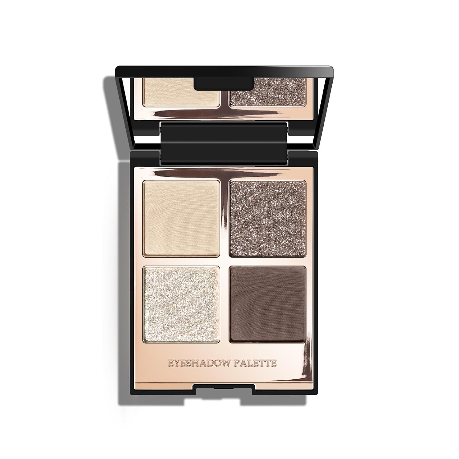 Kyda 4 Colors Brown Eyeshadow Palette, Neutral Nude Dark Brown Eyes Shadow, Shimmer Pearl White Eye Glitters, Cool-Toned Neutral Eyeshadow With Ultra-Fine Silky Finish, High Pigment Eyes Makeup