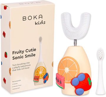 Boka Kids Sonic Electric Toothbrush W/ 2 Heads - Rechargeable Sonic Powered Toothbrush - Food Grade Silicone Bristles For Deep Cleaning - Dentist Recommended Oral Care - Charging Cord W/Micro Usb