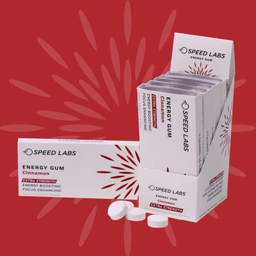 Speed Labs Cinnamon Extra Strength Caffeine Chewing Gum 50Mg Caffeine, Taurine, & B Vitamins Per Piece, 48 Pieces (6 Packs Of 8 Pieces) Sugar Free, Zero Calorie, No Aspartame, Gluten Free