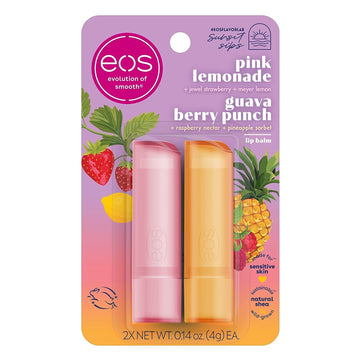 eos Sunset Sips Lip Balms- Pink Lemonade & Guava Berry Punch, All-Day Moisture, Lip Care, 0.14 oz, 2-Pack