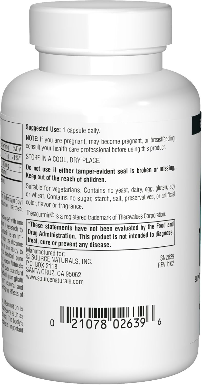 Source Naturals Theracurmin, Supports Healthy Inflammatory Response*, 300 mg - 60 Vegetarian Capsules : Health & Household