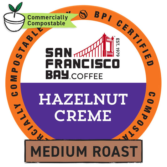 San Francisco Bay Compostable Coffee Pods - Hazelnut Crème (80 Ct) K Cup Compatible including Keurig 2.0, Flavored, Medium Roast