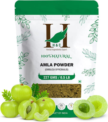 H&C- 100% Natural And Pure Amla (Amalaki) Powder - Emblica Officinalis - 227G / 0.5 Lb / 08 Oz - For Hair Care