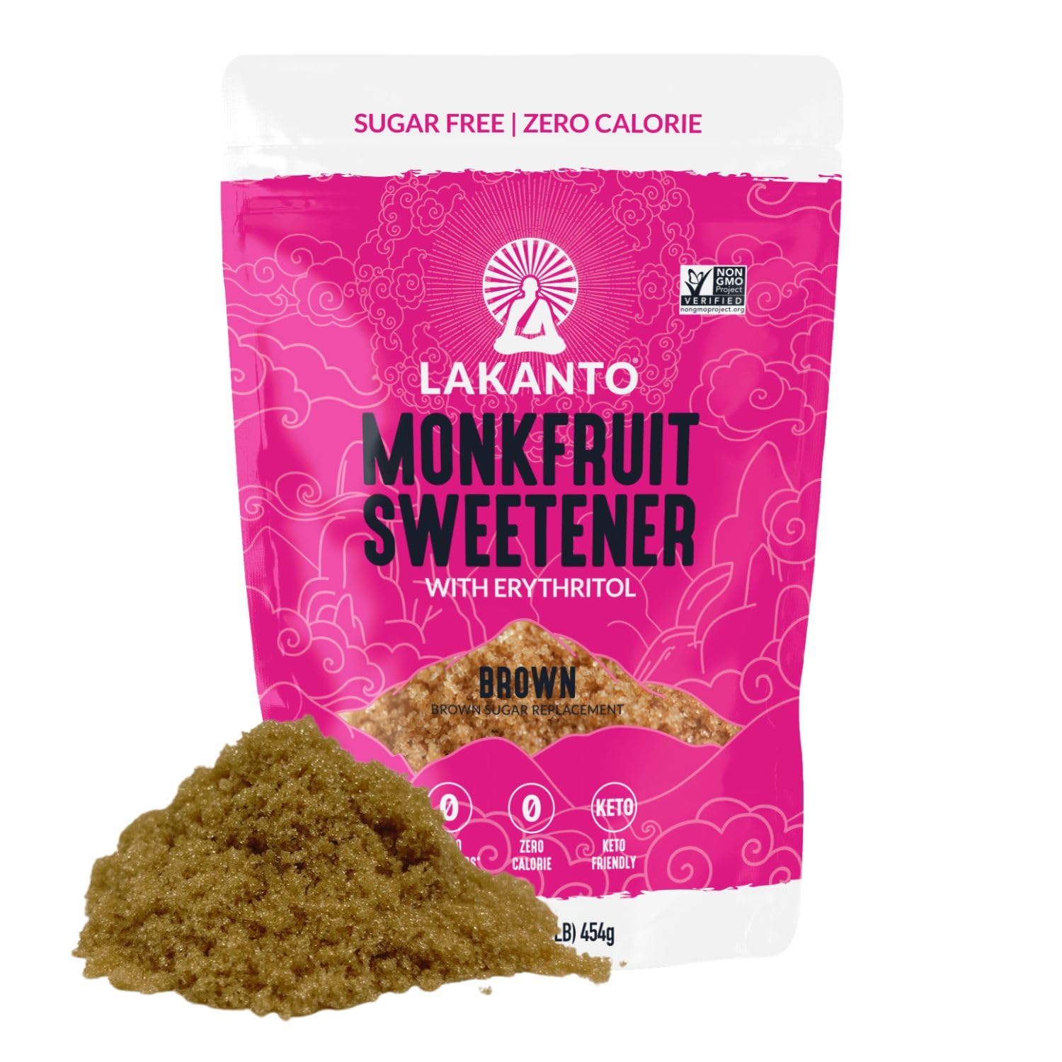 Lakanto Brown Monk Fruit Sweetener With Erythritol, Brown Sugar Substitute Sweetener For Baking, Coffee, Oatmeal & More, Keto, Friendly, Low Calorie, Low Carb, Vegan, Gluten Free, Non Gmo, 1 Lb