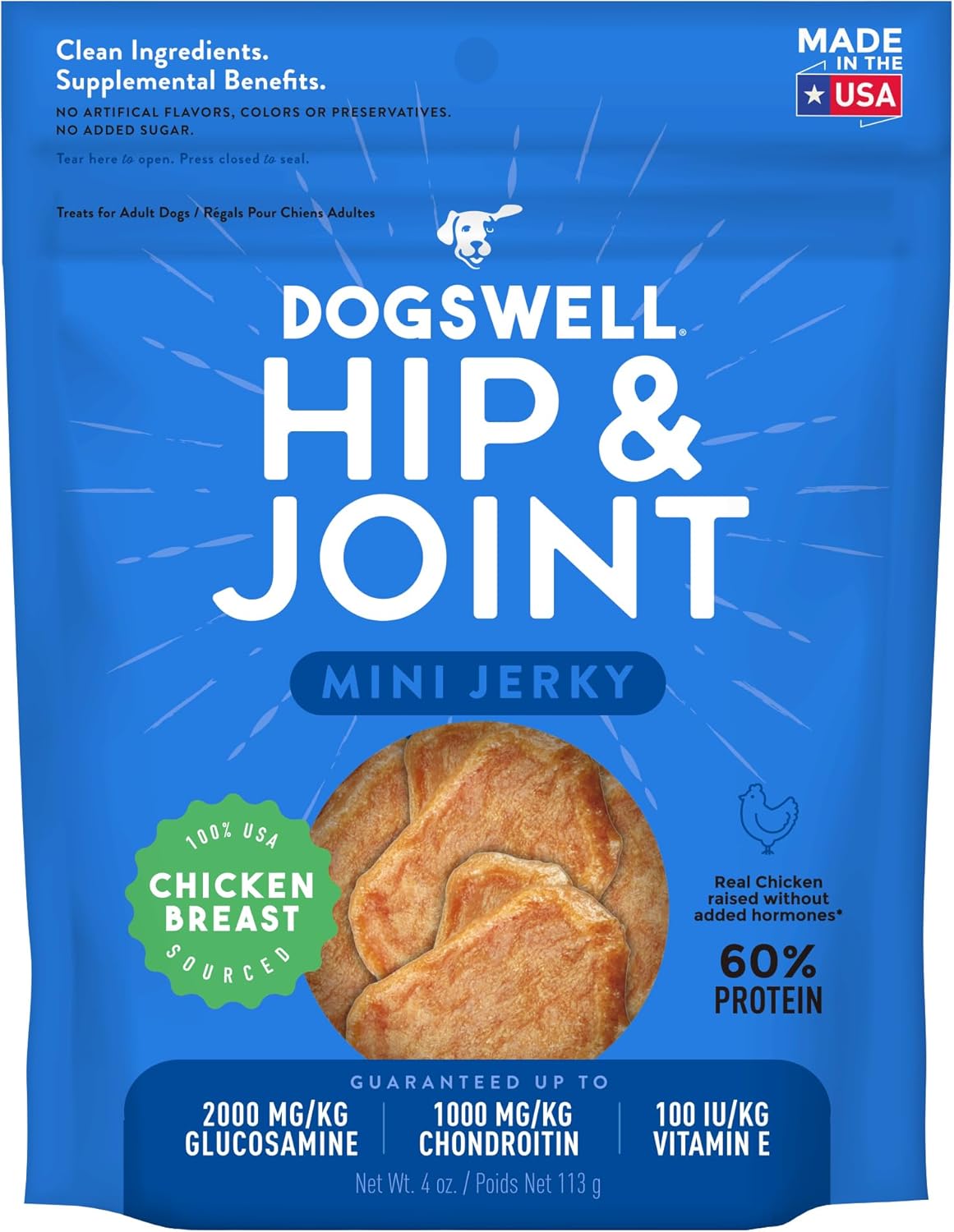 Dogswell 842227 Hip & Joint Mini Jerky Pet Food, 4 Oz (842227)