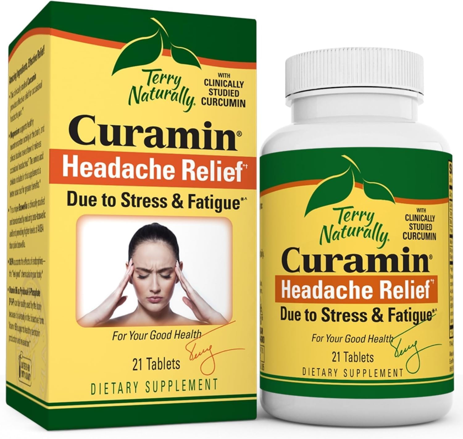 Terry Naturally Curamin Headache - 21 Tablets (Travel Size) - with Curcumin & Boswellia - Non-GMO, Vegan, Gluten Free, Kosher - 7 Servings