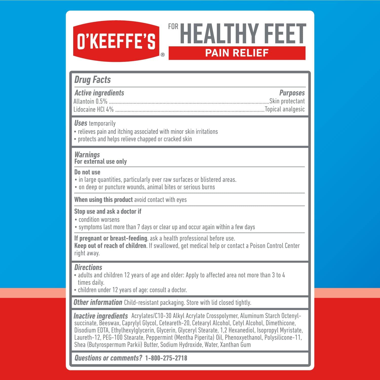 O'Keeffe's for Healthy Feet Pain Relief Skin Protectant Cream, 3 Ounce Tube (Pack of 1), Foot Pain Relief Cream, Cooling Foot Cream : Health & Household