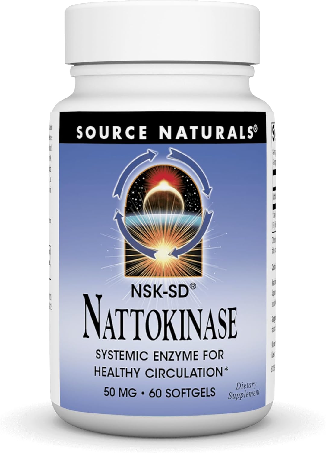 Source Naturals Nsk-Sd Nattokinase, Systemic Enzyme For Healthy Circulation*, 50 Mg - 60 Softgels